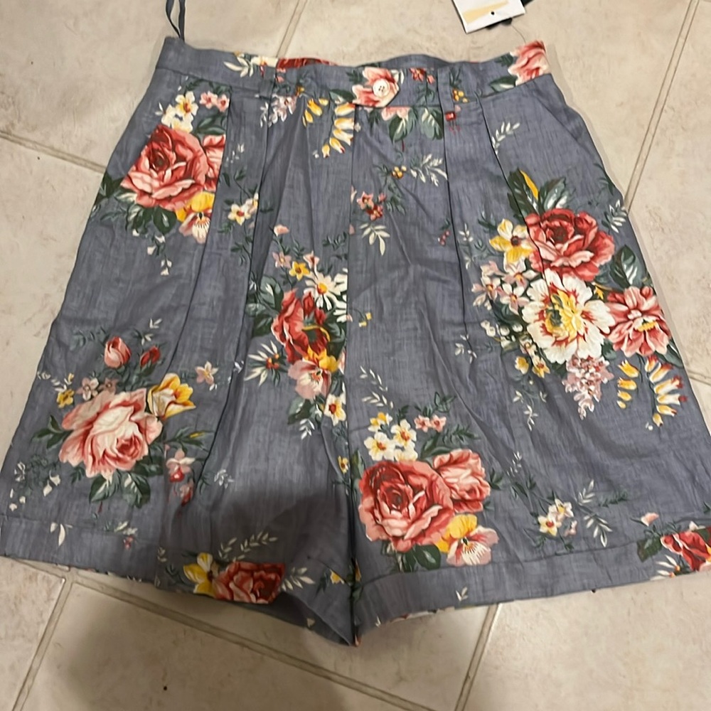 Ralph Lauren linen shorts new with tags floral print 12P belt loops NWT